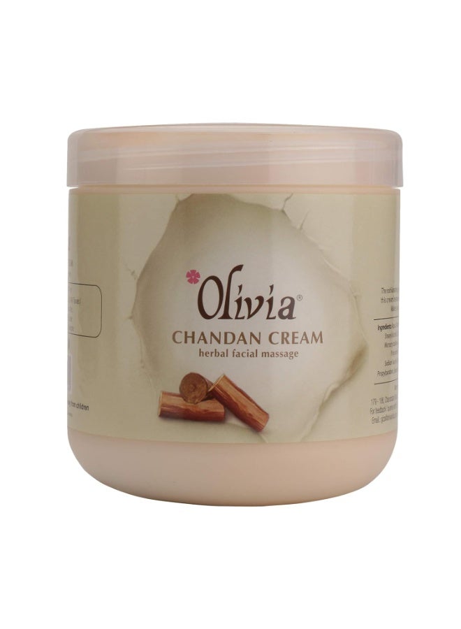 Olivia Herbal Chandan Facial Massage Cream 800g Exhilarating, Soothing Effect Of Sandalwood, 800 g - Image 1
