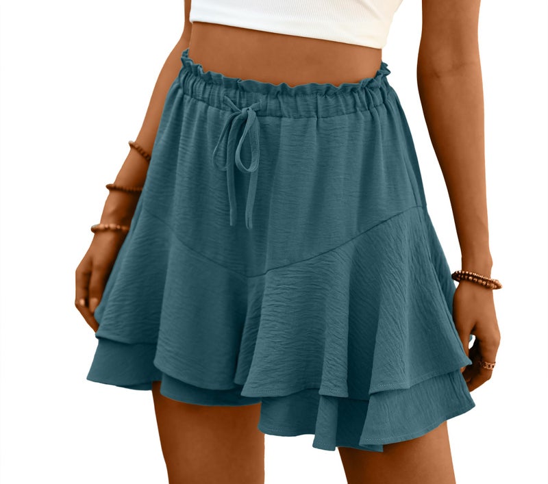 Lepunuo Shorts for Women Casual Boho Skorts Ruffle Mini Skirts Running Tennis Butterfly Shorts High Waist Flowy Tennis Skorts - Image 1