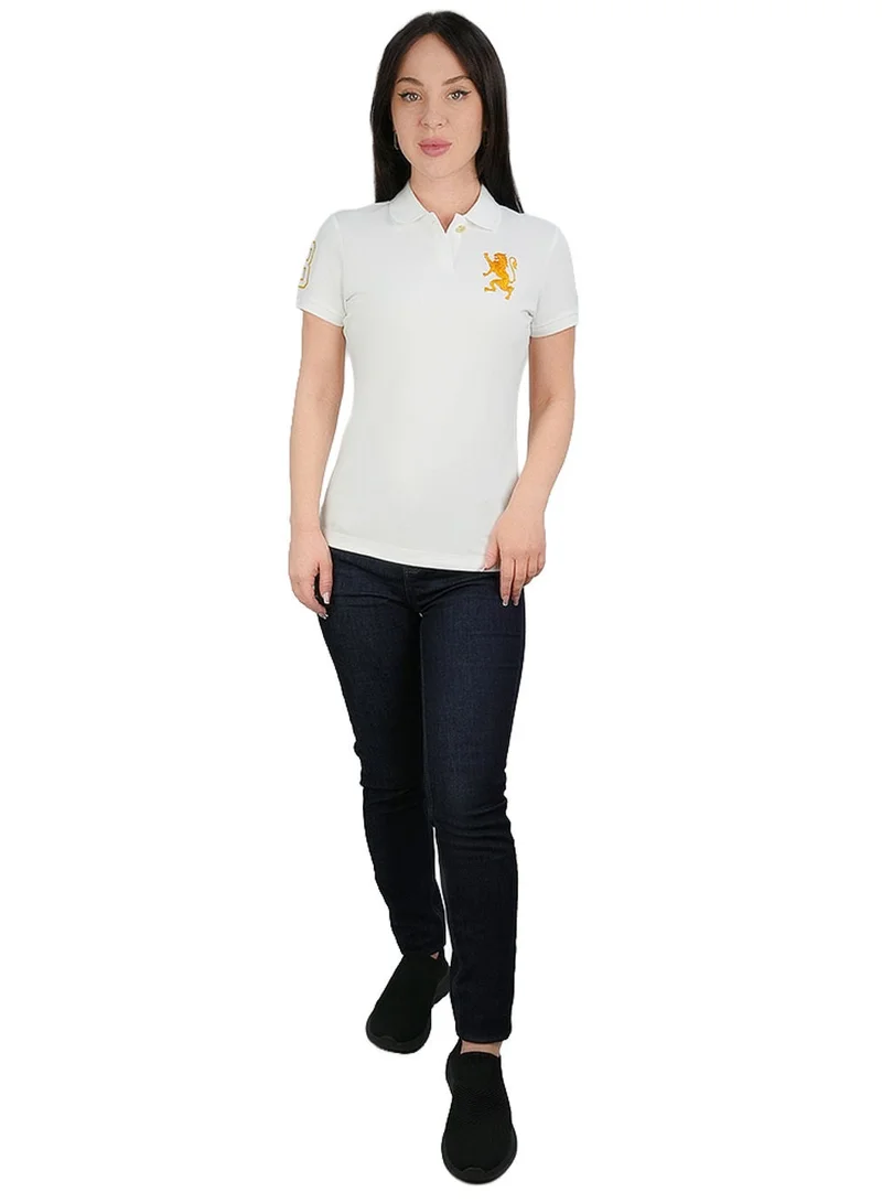 GIORDANO  Women’s Slim Polo Shirt with 3D Lion Embroidery for Women | Best Price UAE