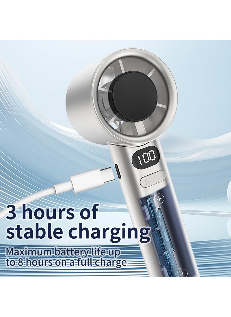 Generic - Mini Portable Fan Powerful Handheld Fan,120 Speeds Infinitely Variable Speed Personal Small Rechargeable Hand Fan for Adults & Kids Travel (White) - Image 1