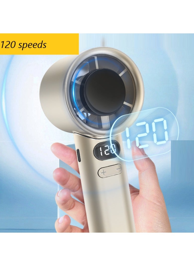 Generic - Mini Portable Fan Powerful Handheld Fan,120 Speeds Infinitely Variable Speed Personal Small Rechargeable Hand Fan for Adults & Kids Travel (White) - Image 1