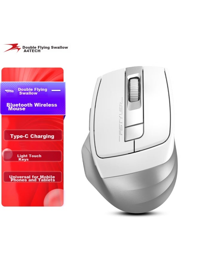 A4tech Fb35cs Flying Era Wireless Bluetooth Mouse, Quiet Rechargeable Model For Ipad, Apple Mac, Laptop, Office Use, Silver Gray White - Image 1