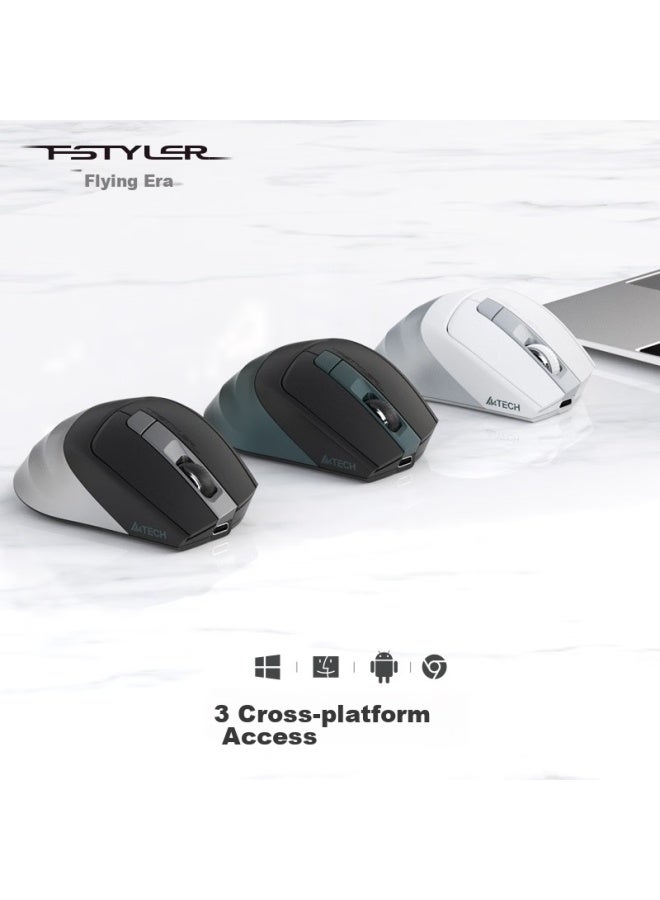 A4tech Fb35cs Flying Era Wireless Bluetooth Mouse, Quiet Rechargeable Model For Ipad, Apple Mac, Laptop, Office Use, Silver Gray White - Image 3