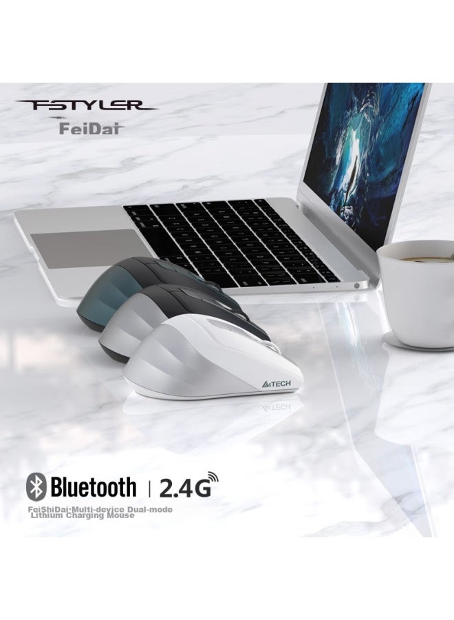 A4tech Fb35cs Flying Era Wireless Bluetooth Mouse, Quiet Rechargeable Model For Ipad, Apple Mac, Laptop, Office Use, Silver Gray White - Image 4