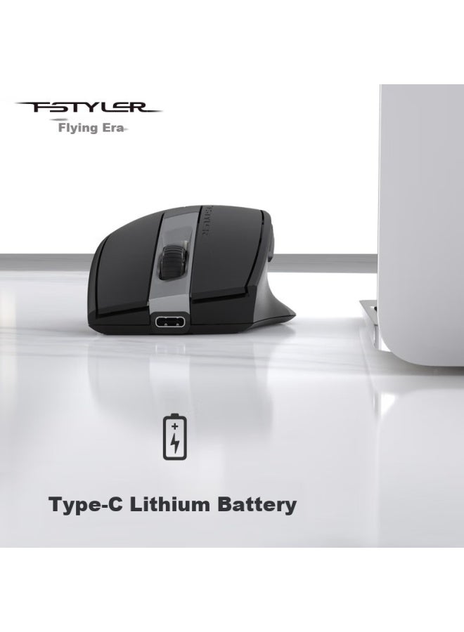 A4tech Fb35cs Flying Era Wireless Bluetooth Mouse, Quiet Rechargeable Model For Ipad, Apple Mac, Laptop, Office Use, Silver Gray White - Image 2
