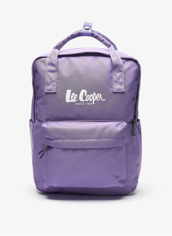 Lee Cooper Women Logo Print Backpack with Adjustable Straps and Handles - 29x14x38 cm  - Image 1