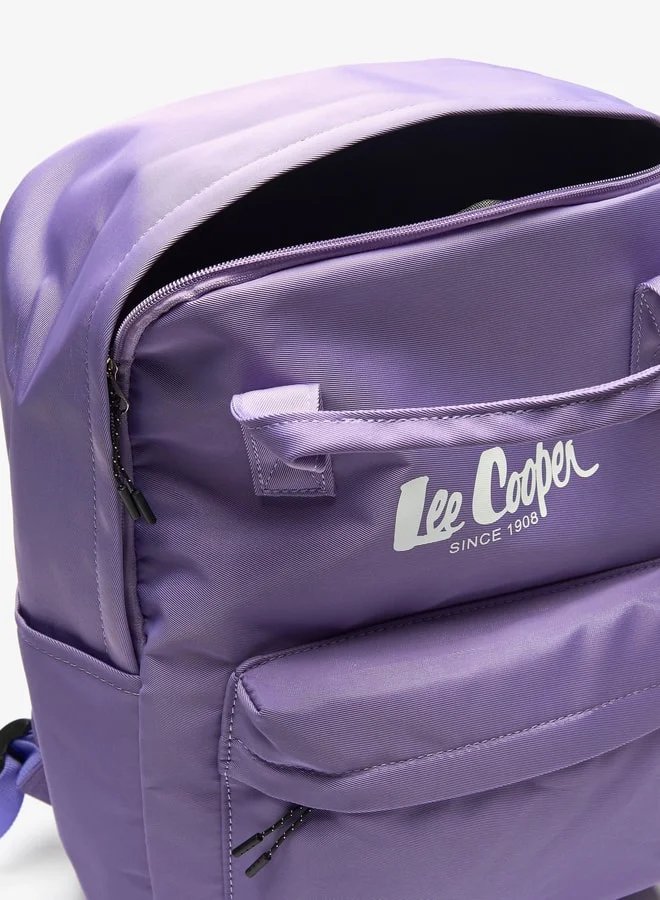 Lee Cooper Women Logo Print Backpack with Adjustable Straps and Handles - 29x14x38 cm