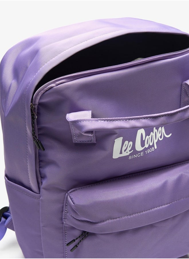 Lee Cooper Women Logo Print Backpack with Adjustable Straps and Handles - 29x14x38 cm  - Image 4