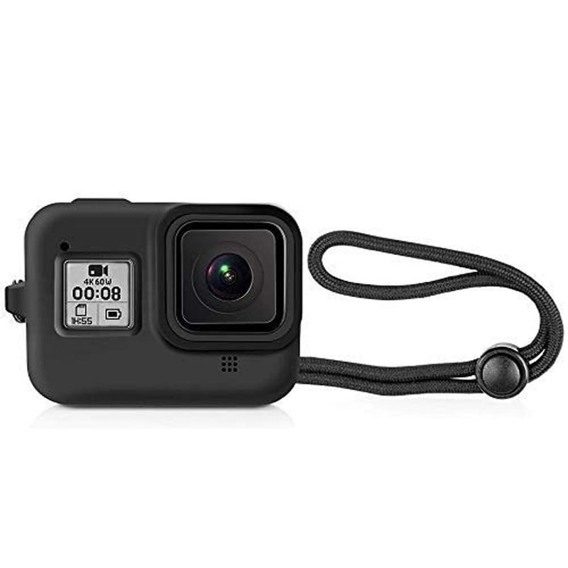 Action Pro Silicone Protective Case with Lanyard Compatible with Gopro Hero 8, (Black) - Image 1