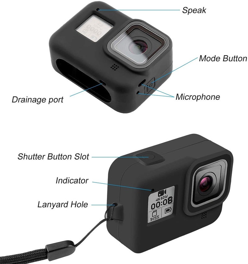 Action Pro Silicone Protective Case with Lanyard Compatible with Gopro Hero 8, (Black) - Image 5