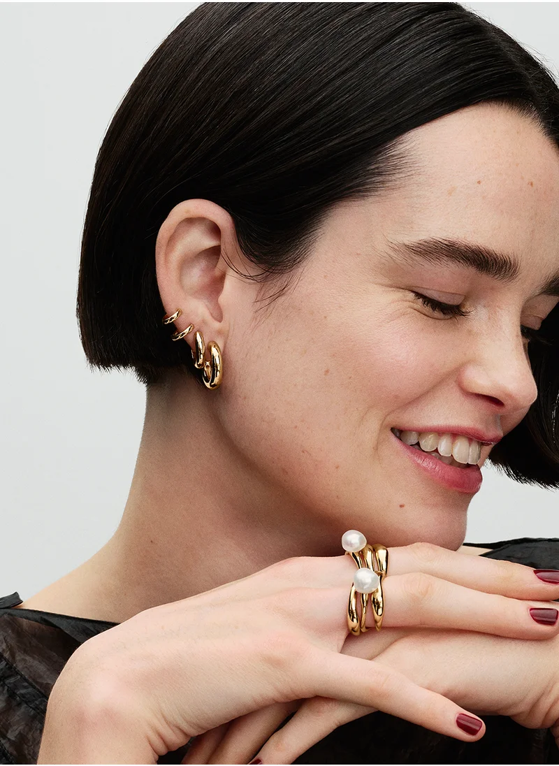 باندورا 14K Gold Plated Double Huggie Hoop Earrings