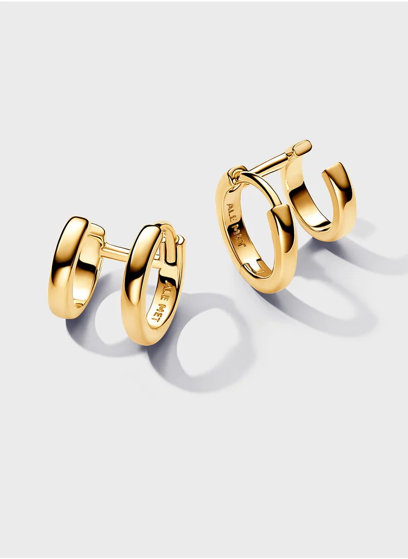 باندورا 14K Gold Plated Double Huggie Hoop Earrings