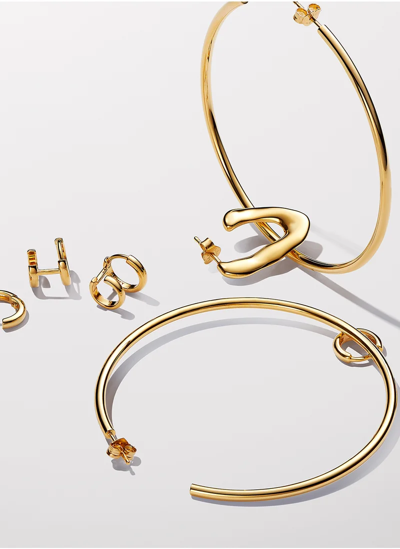 باندورا 14K Gold Plated Double Huggie Hoop Earrings