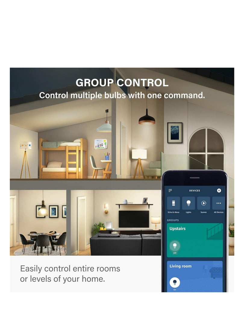 Sengled مصباح Sengled Alexa، S1 اقتران تلقائي مع أجهزة Alexa، مصابيح إضاءة ذكية دافئة، إضاءة منزلية ذكية بتقنية Bluetooth Mesh، E26 60W مكافئ، 800LM، عبوة واحدة - Image 5
