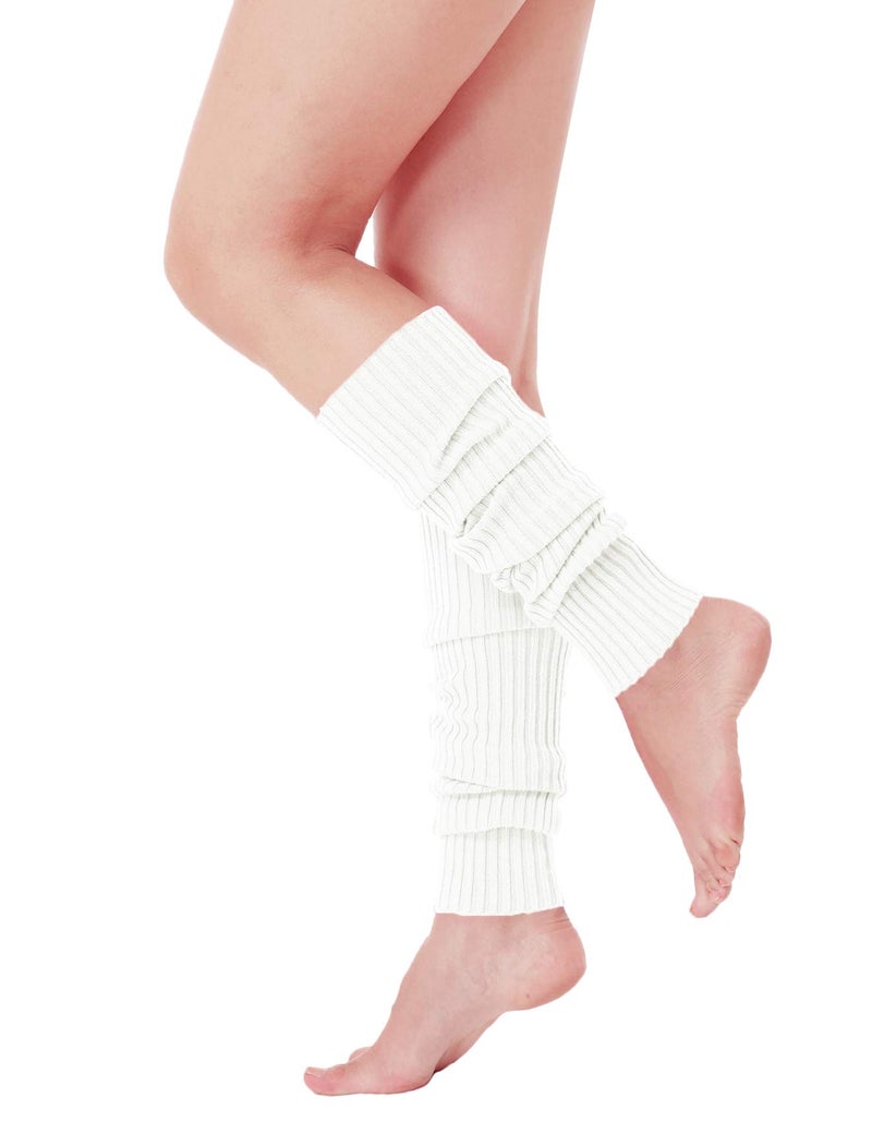V28 Women Juniors 80s Eighty's Ribbed Leg Warmers for Party Sports (Pure White) - Image 2