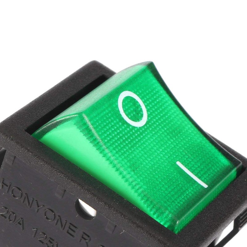 CentIoT - SQUARE Illuminated Green Button - KCD4 DPST ON-OFF 16A 250V AC 20A 125V AC - Light Rocker Power Switch - for Car Auto Boat Truck (4Pin GREEN) - Image 3