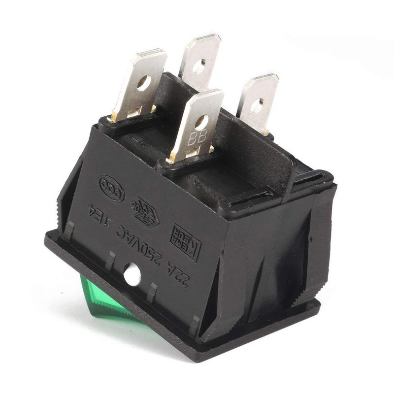 CentIoT - SQUARE Illuminated Green Button - KCD4 DPST ON-OFF 16A 250V AC 20A 125V AC - Light Rocker Power Switch - for Car Auto Boat Truck (4Pin GREEN) - Image 2