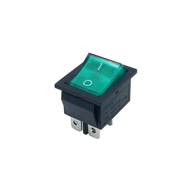 CentIoT - SQUARE Illuminated Green Button - KCD4 DPST ON-OFF 16A 250V AC 20A 125V AC - Light Rocker Power Switch - for Car Auto Boat Truck (4Pin GREEN) - Image 1