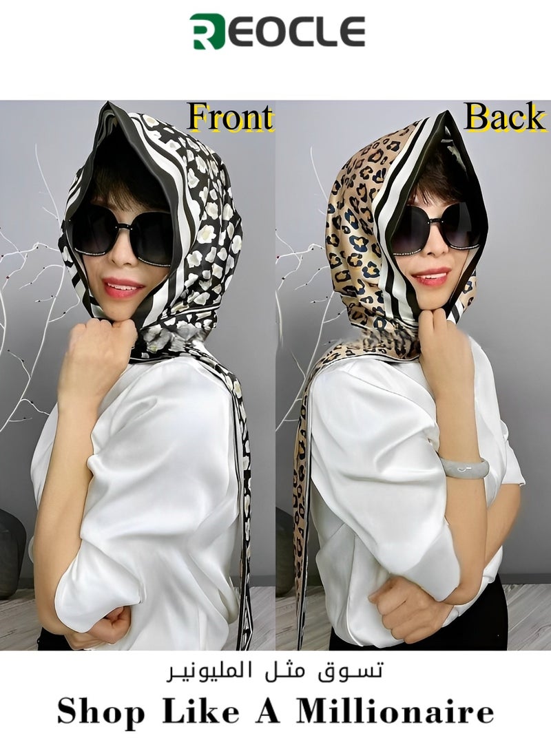 REOCLE Women's Turbans with Double Sided Sun Protection Turban Head Wraps Soft One Piece Hijab Long Turban Full Head Scarf Mulberry Silk Sunscreen Visor