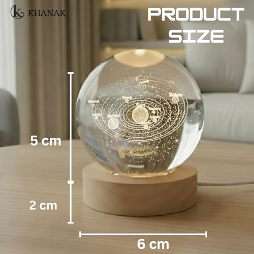 KHANAK Universe Crystal Ball Night Light,3D Glass Ball Night LED Lamp with Woodern Base,Colorful LED Wooden Crystal Ball for Home Decoration Birthday Gift for Teens Boys andGirls - Image 2