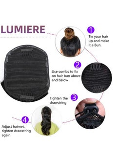 LUMIERE Ponytail Extension Human Hair Drawstring Ponytail For Black Women 100G 12A Remy Human Hair Ponytail Natural Black 18Inch  - Image 2