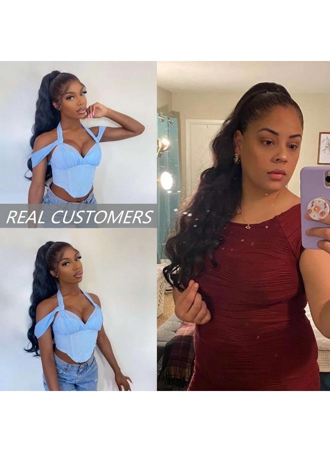 LUMIERE Ponytail Extension Human Hair Drawstring Ponytail For Black Women 100G 12A Remy Human Hair Ponytail Natural Black 18Inch  - Image 3