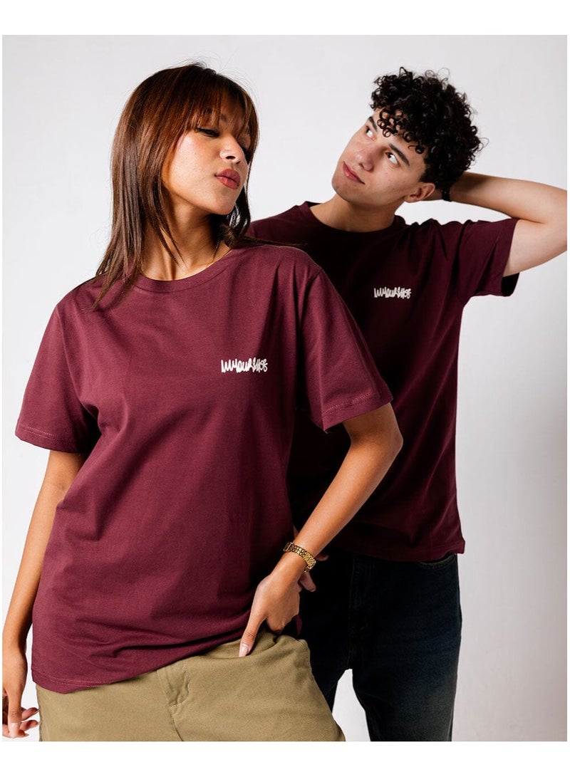 In Your Shoe Burgundy IYS Printed Regular Tee