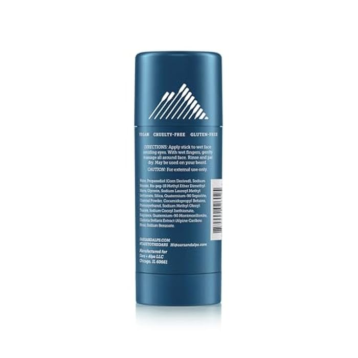 Oars + Alps Exfoliating Face Wash Stick, 2-in-1 Facial Cleanser & Face Exfoliant with Activated Charcoal, Alpine Moss, Dermatologist Tested, Spill Free, Travel Size, 1.2 Oz - Image 2