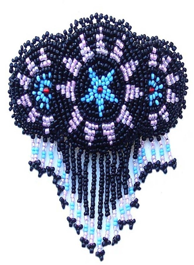 La vivia Handmade Beaded Indian Hair Barrette,Native American Style Seed Beaded Hair Clip For Women,Suitable For Different Occasions & Gifts.(Black & Blue) - Image 1
