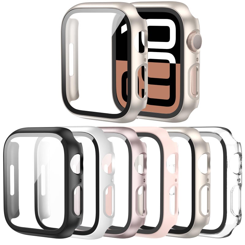 Cuteey 6 Packfor Apple Watch Series 11/10 42mm Screen Protector Case, Full Protective Bumper PC Cover with Built-in Tempered Glass Film for iwatch 11/10 42mm Accessories - Image 1