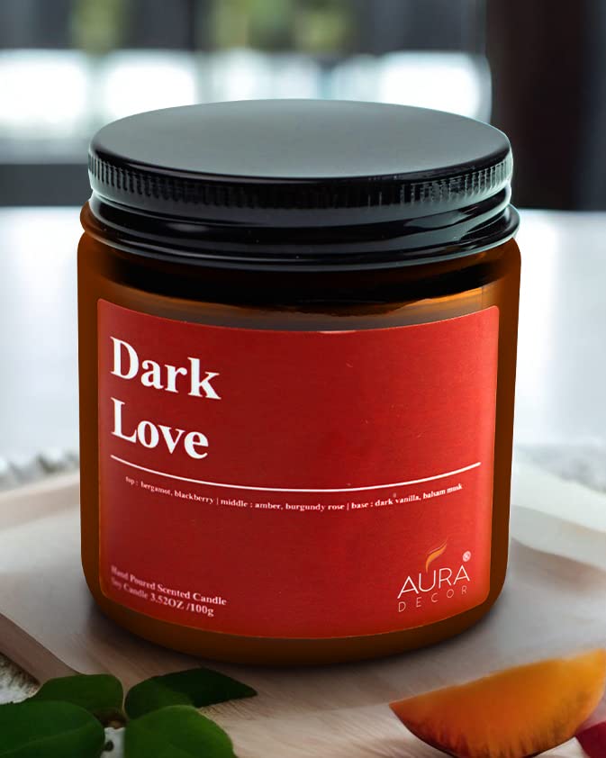 AURA DECOR AuraDecor Scented Jar Candle | Handpoured Soy Wax Candle with Long Lasting Burn Time | Premium Amber Jar Aromatherapy Candle | Ideal Gift for Home & Décor (Large, Dark Love) - Image 1