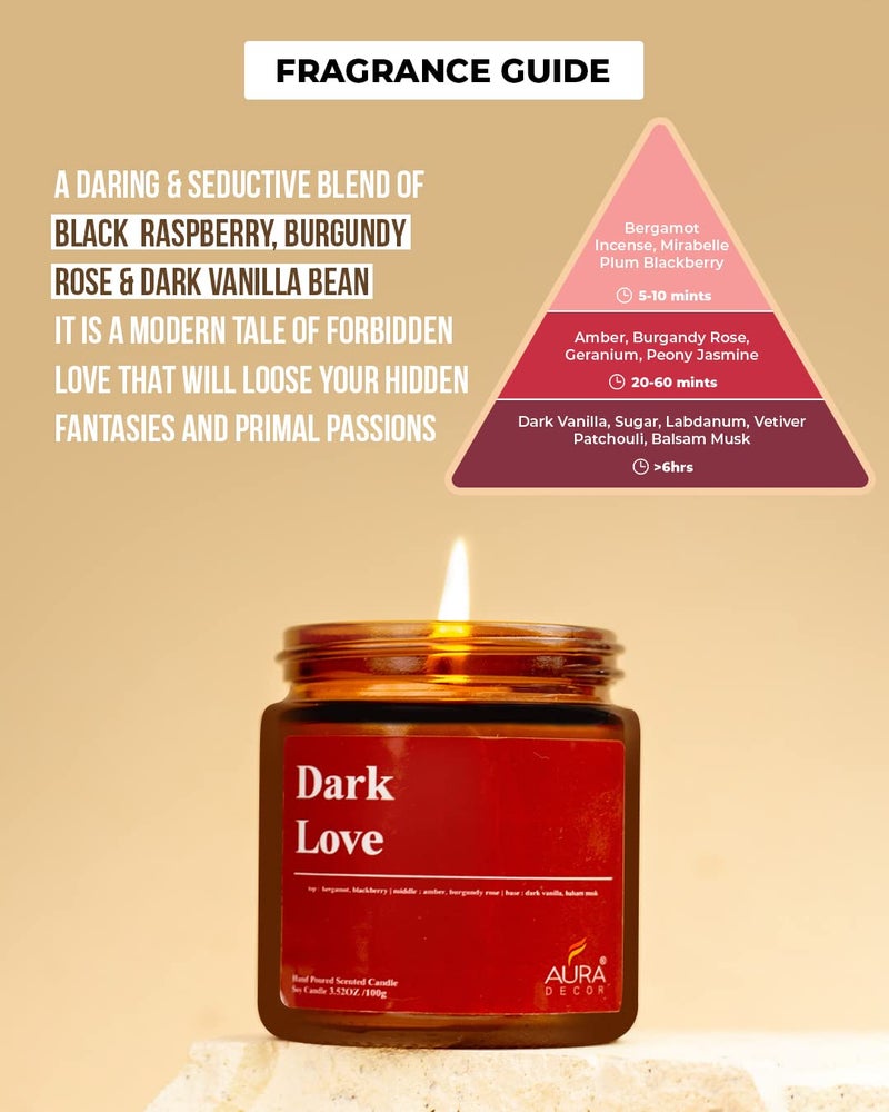 AURA DECOR AuraDecor Scented Jar Candle | Handpoured Soy Wax Candle with Long Lasting Burn Time | Premium Amber Jar Aromatherapy Candle | Ideal Gift for Home & Décor (Large, Dark Love) - Image 2