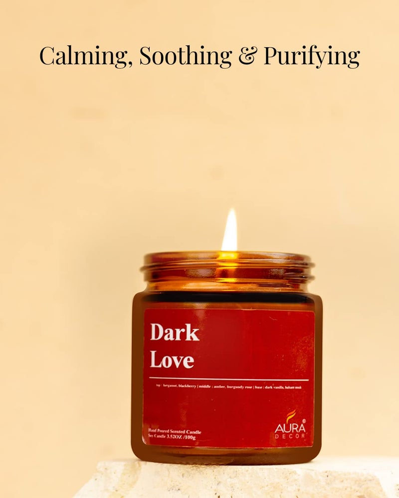 AURA DECOR AuraDecor Scented Jar Candle | Handpoured Soy Wax Candle with Long Lasting Burn Time | Premium Amber Jar Aromatherapy Candle | Ideal Gift for Home & Décor (Large, Dark Love) - Image 4