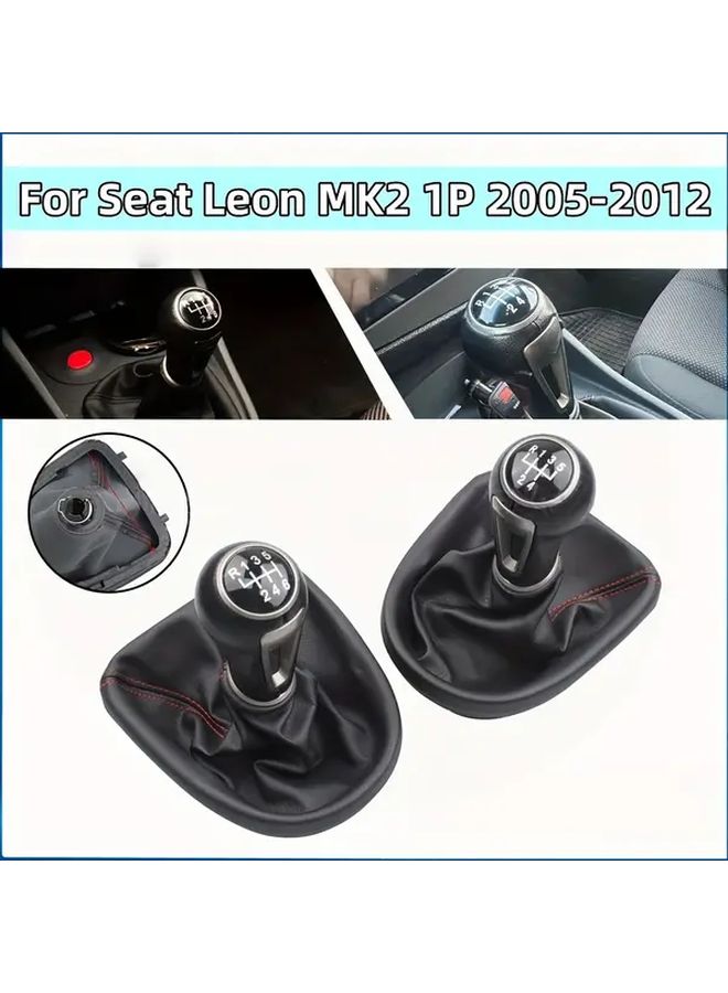 Gear Shift Knob For Seat Leon MK2 1P 2005 2012 6 Speed Black ABS PU Leather - Image 3
