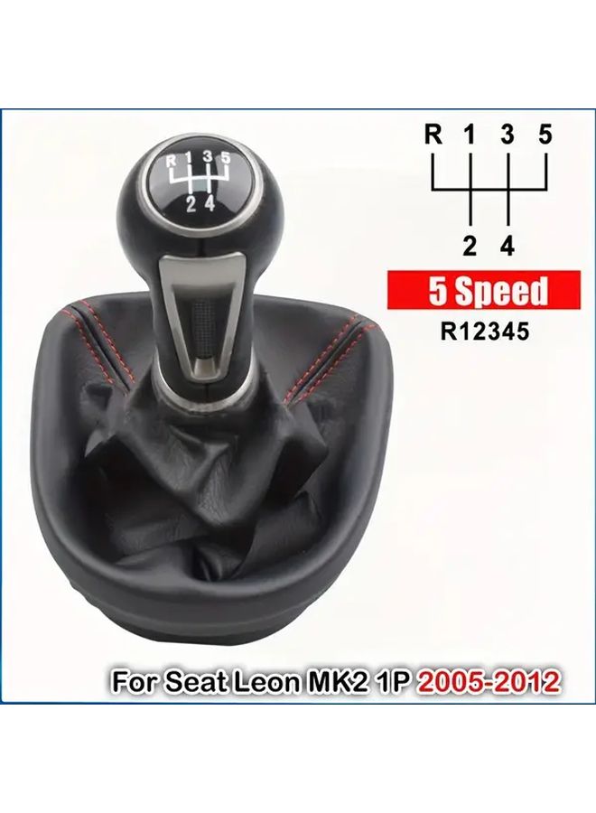Gear Shift Knob For Seat Leon MK2 1P 2005 2012 6 Speed Black ABS PU Leather - Image 5