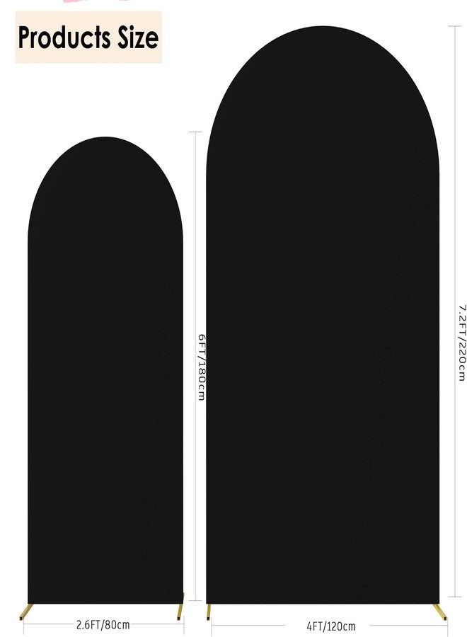 HAINARverS Set of 2 Wedding Arch Cover 6FT,7.2FT Spandex Fitted Stretchy Arch Stand Covers,2 Sided Round Top Chiara Backdrop Cover for Birthday Party Banquet Baby Shower Arch Decoration(Black) - Image 3