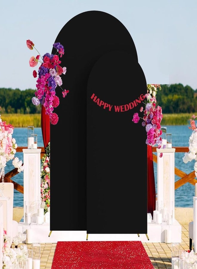 HAINARverS Set of 2 Wedding Arch Cover 6FT,7.2FT Spandex Fitted Stretchy Arch Stand Covers,2 Sided Round Top Chiara Backdrop Cover for Birthday Party Banquet Baby Shower Arch Decoration(Black) - Image 5