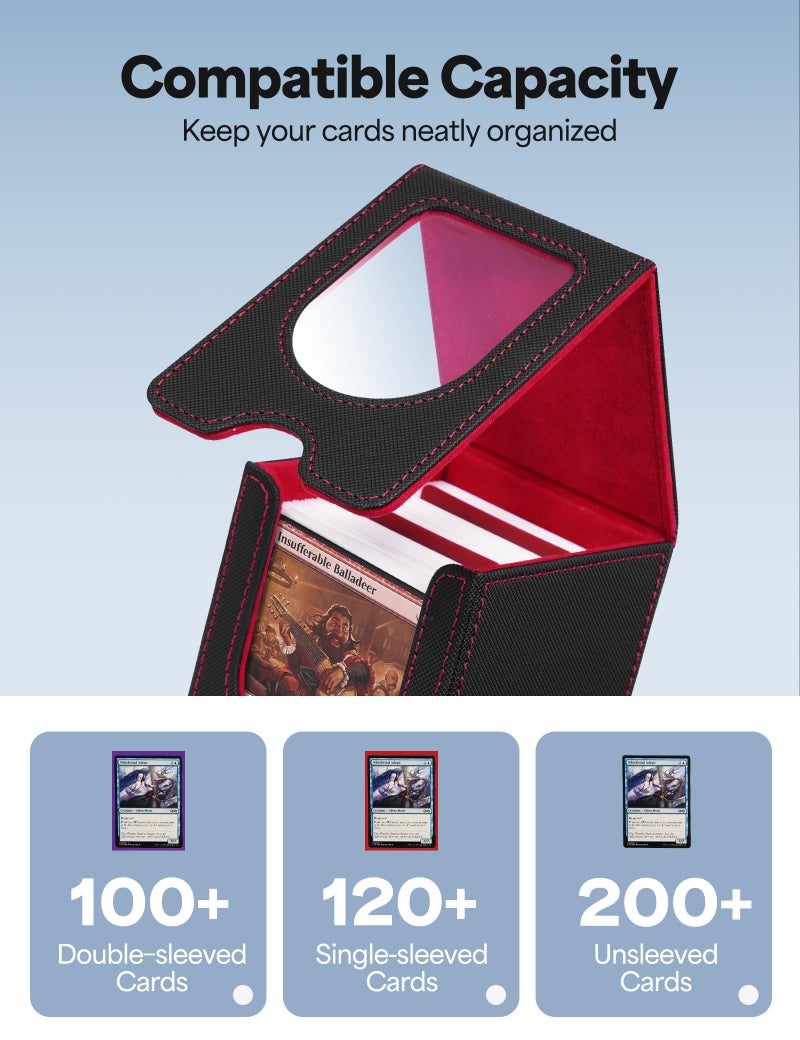 banloga 4 Pack Card Deck Box for MTG Commander, Card Case Holds 100+ Double-Sleeved Cards, Magic Card Box Fits for TCG/PTCG/CCG Card with 8 Dividers (4 Colors) - Image 2