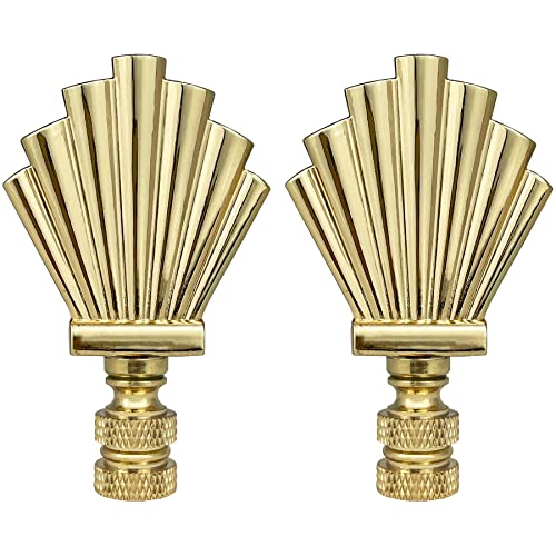 Royal Designs Inc Royal Designs Art Deco Motif 3" Lamp Finial for Lamp Shade, Polished Brass - Image 1