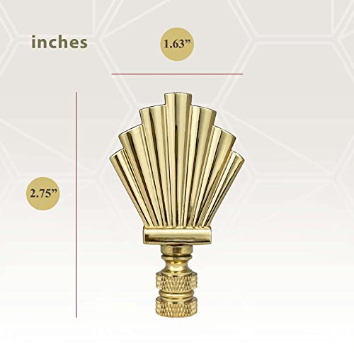 Royal Designs Inc Royal Designs Art Deco Motif 3" Lamp Finial for Lamp Shade, Polished Brass - Image 3