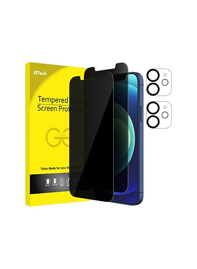 جي تيك واقي شاشة الخصوصية لجهاز iPhone 12 6.1 بوصة مع واقي عدسة الكاميرا (وليس لـ iPhone 12 Pro) ، ومكافحة الفئة الزجاجية المضادة للتجسس ، و 2 عبوة لكل منهما - Image 2