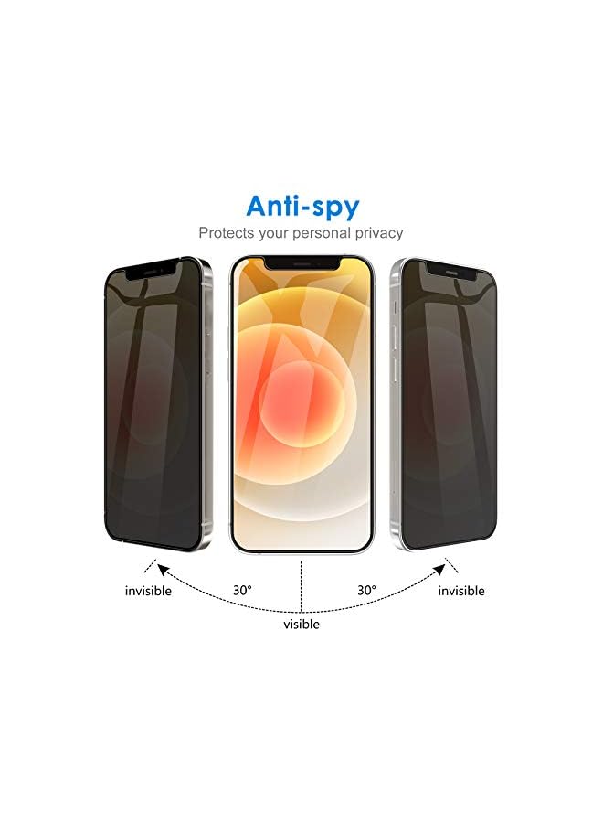 جي تيك واقي شاشة الخصوصية لجهاز iPhone 12 6.1 بوصة مع واقي عدسة الكاميرا (وليس لـ iPhone 12 Pro) ، ومكافحة الفئة الزجاجية المضادة للتجسس ، و 2 عبوة لكل منهما - Image 4