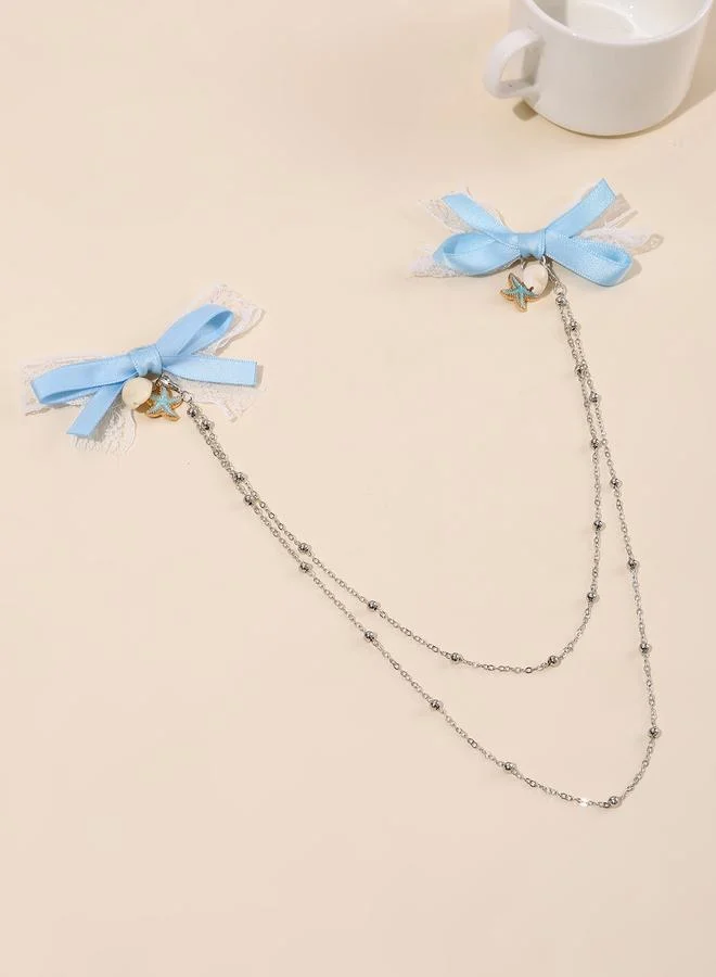 تايك تو Pack of 2 - Girls Blue Seashell Charm Bow Hair Clips