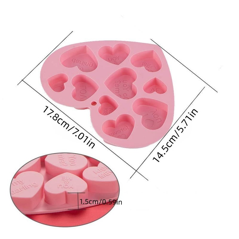 1pc Pink Silicone Love Affection Chocolate Mold 10 Grid Heart Letter Shapes High Temperature Resistant Baking Candy Making Tool Dialogue Pudding Mold For Christmas Halloween Valentine Day - Image 2