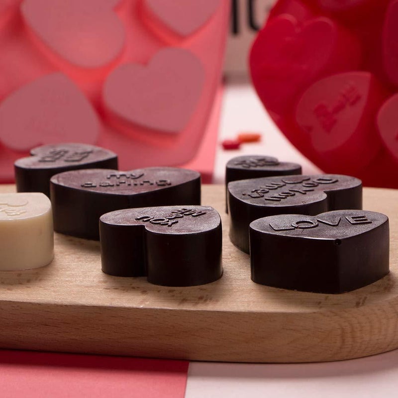 1pc Pink Silicone Love Affection Chocolate Mold 10 Grid Heart Letter Shapes High Temperature Resistant Baking Candy Making Tool Dialogue Pudding Mold For Christmas Halloween Valentine Day - Image 5