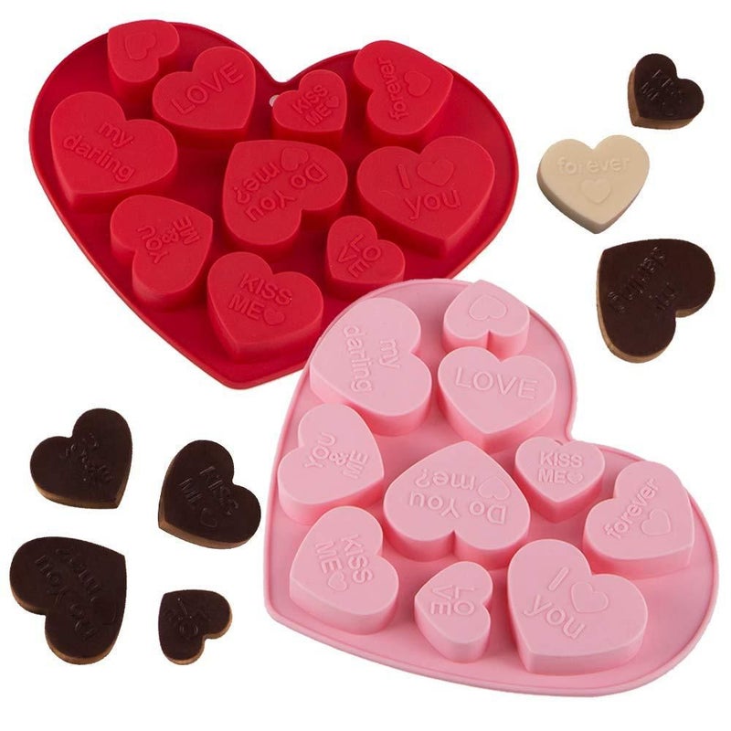 1pc Pink Silicone Love Affection Chocolate Mold 10 Grid Heart Letter Shapes High Temperature Resistant Baking Candy Making Tool Dialogue Pudding Mold For Christmas Halloween Valentine Day - Image 3