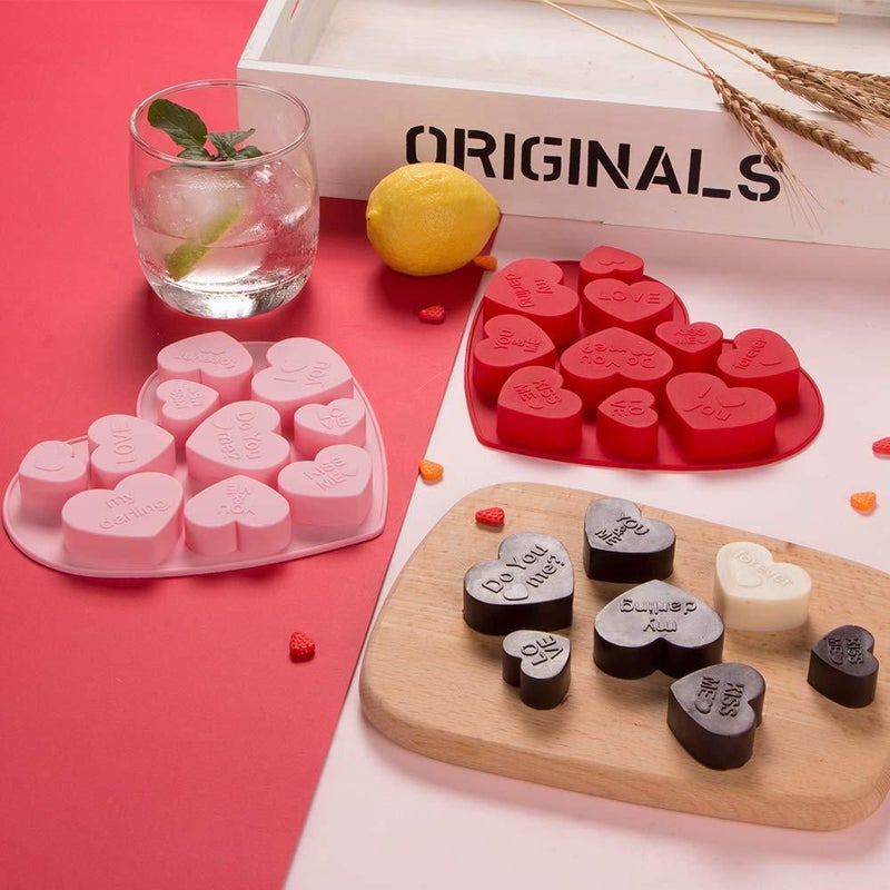 1pc Pink Silicone Love Affection Chocolate Mold 10 Grid Heart Letter Shapes High Temperature Resistant Baking Candy Making Tool Dialogue Pudding Mold For Christmas Halloween Valentine Day - Image 4
