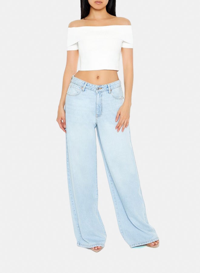 FOREVER 21 Sweater-Knit Off-the-Shoulder Crop Top - Image 2