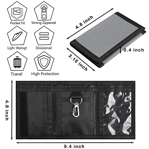 Lamiza Kids Wallet for Boys Girls Teens Trifold, Canvas Toddler Wallet for Boys, Cute Zipper Wallets Youth with Coin Pocket and Card Holders, Novelty Wallets for Childrens Birthday Gifts (Grey) - Image 3