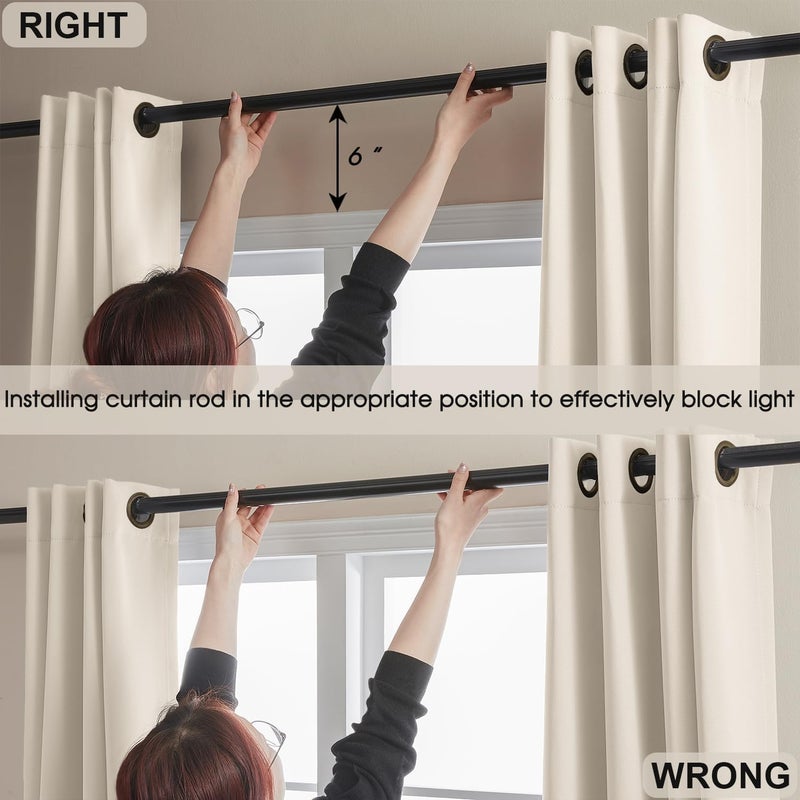 Rutterllow 100% Blackout Curtains, 92 Inches Long Full Blackout Drapes for Bedroom/Kids Room, Thermal Insulated Living Room Window Treatment Drapes (Set of 2 Panels, Brige, 52 x 92 inch) - Image 4